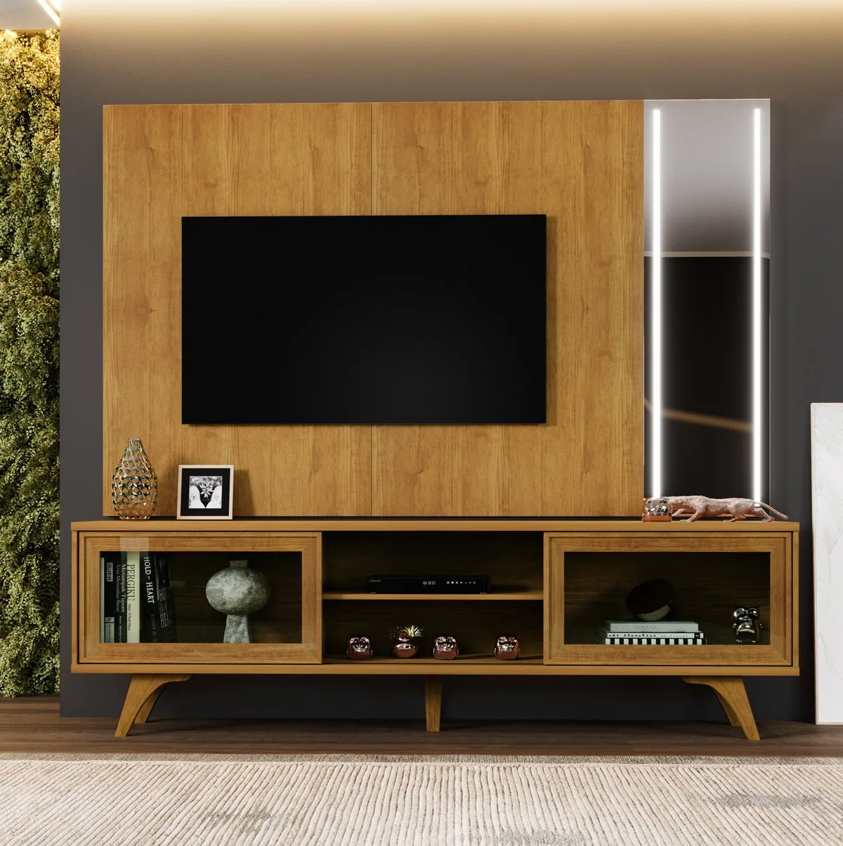 Painel até 75″ + Rack Vitrum Naturale – MAVAULAR