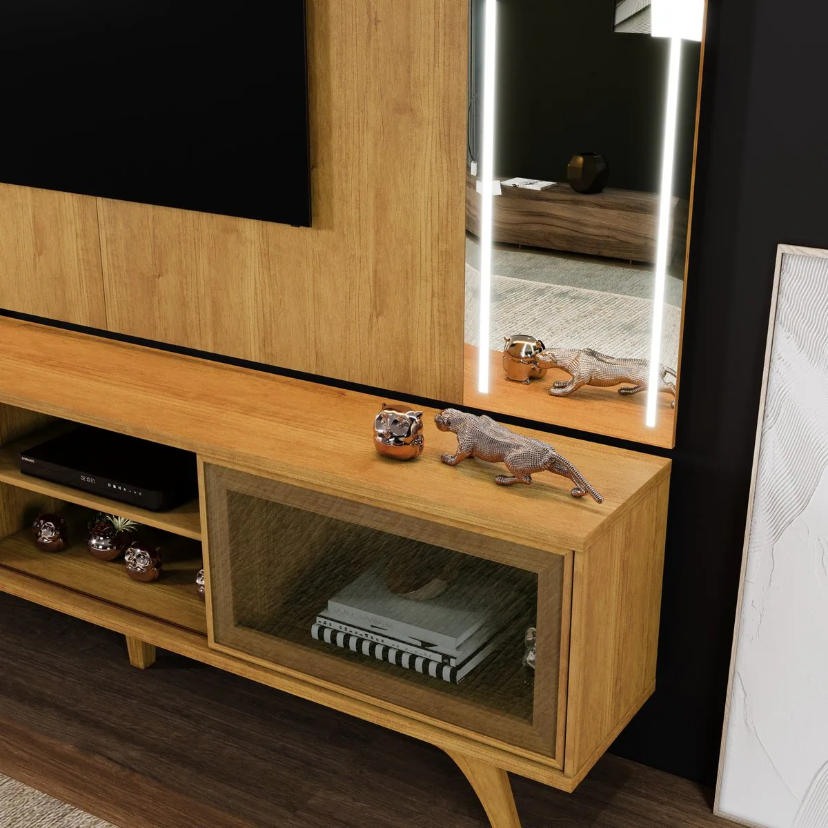 Painel até 75″ + Rack Vitrum Naturale – MAVAULAR