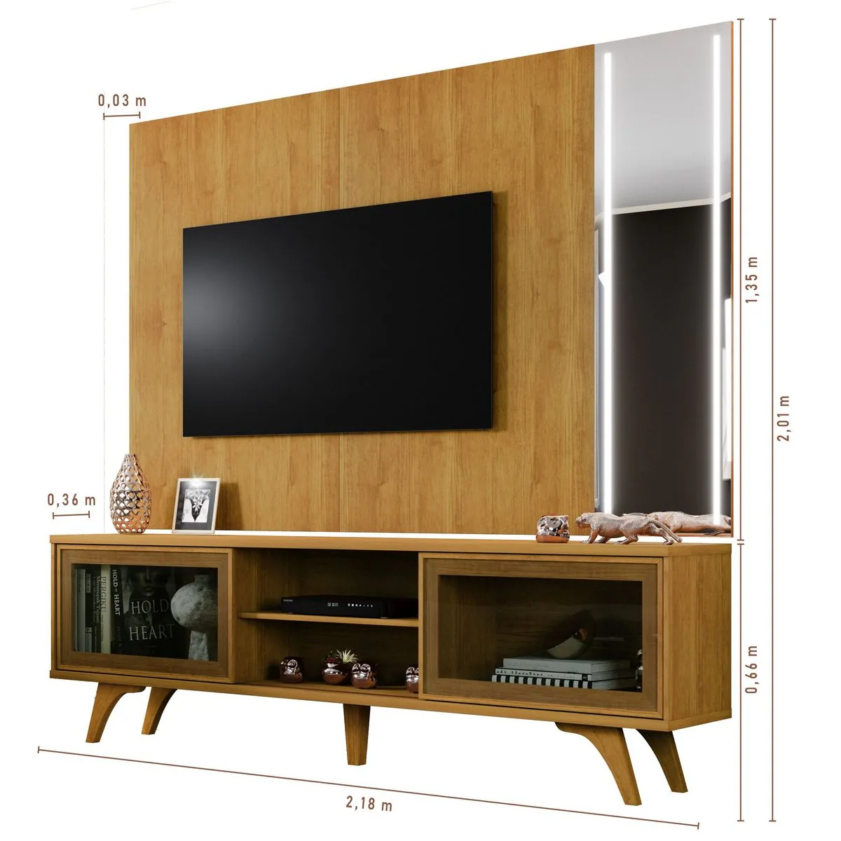 Painel até 75″ + Rack Vitrum Naturale – MAVAULAR