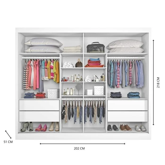 Guarda-Roupa 2 Portas Verona 2,02 m Branco Acetinado – MÓVEIS EUROPA