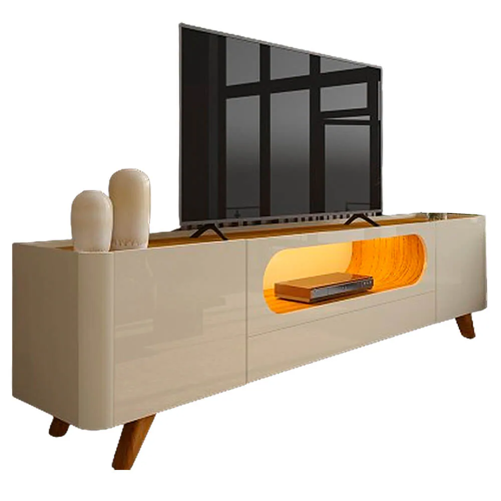 Rack Nobre 210 (Pés de Madeira) Off White/Naturale – GELIUS