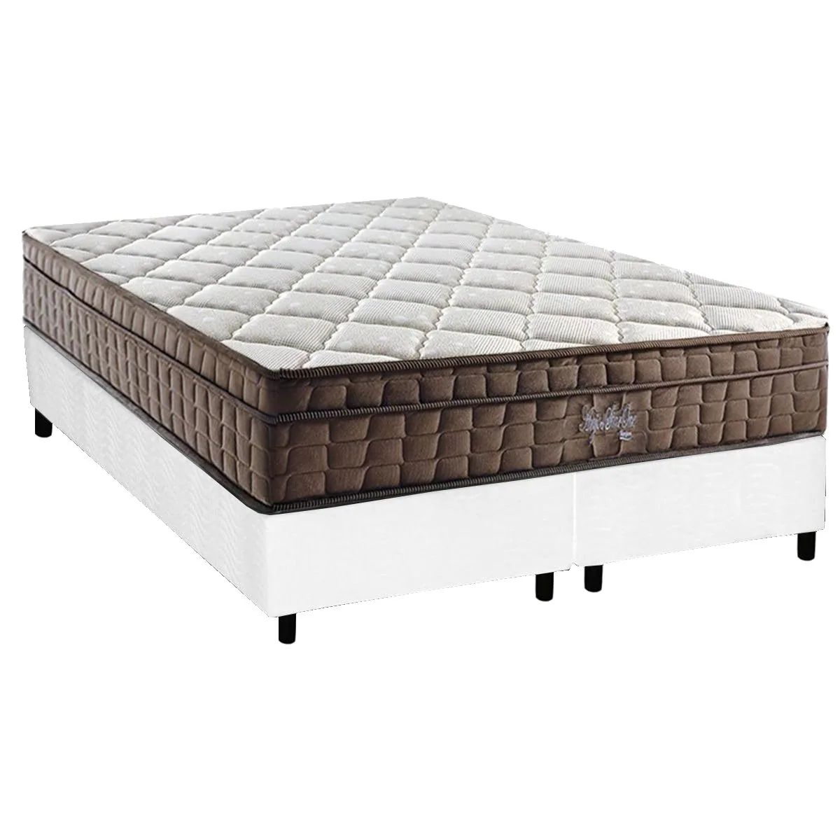 Colchão Queen Star One D28/AG D70 + Base Box Simples Corino Branco – ANJOS COLCHÕES + ALTO NÍVEL CAMAS E COLCHÕES