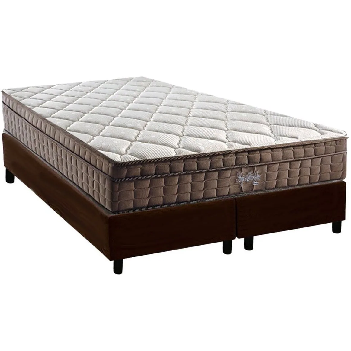 Colchão Queen Star One D28/AG D70 + Base Box Simples Corino Marrom – ANJOS COLCHÕES + ALTO NÍVEL CAMAS E COLCHÕES