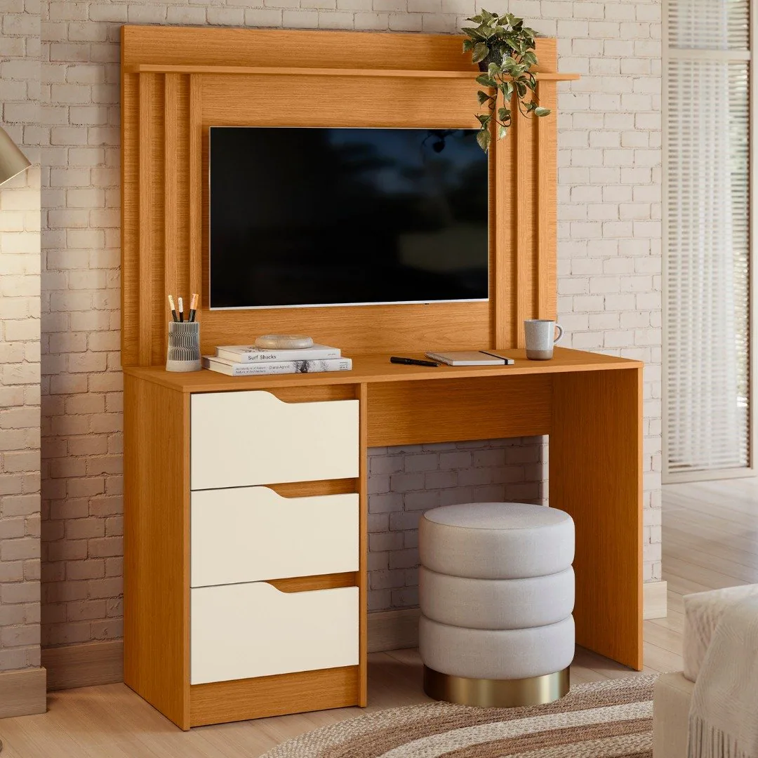 Escrivaninha com Painel Doble Cinamomo/Off White – MÓVEIS ALBATROZ