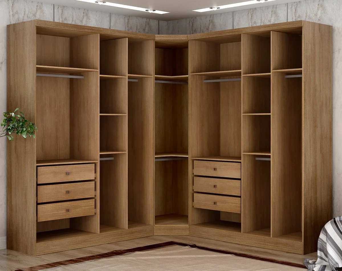 Guarda-Roupa Modulado Rizon 001(Dois Módulos 4 Portas + Um Módulo Canto Oblíquo) Cumaru/Fendi – NOVO HORIZONTE