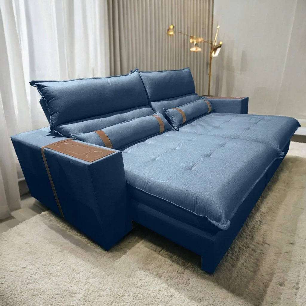 Sofá Retrátil e Reclinável Ravello 2,50 m Linho Azul 11 – INNOVE ESTOFADOS