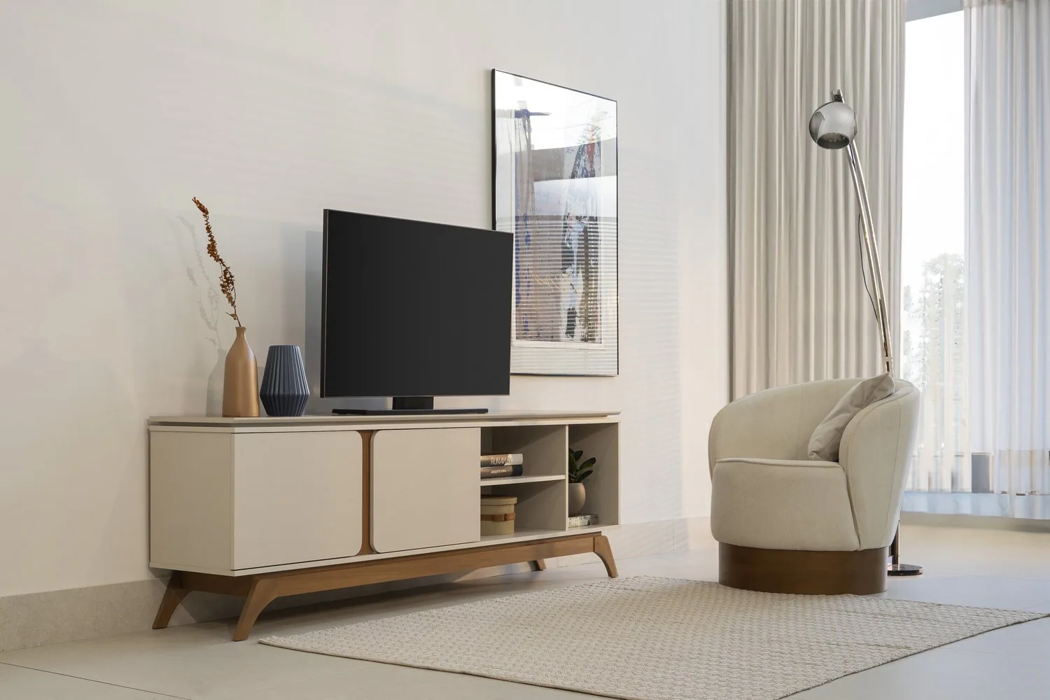 Rack até 70″ Istambul Nature/Off White – LINEA BRASIL