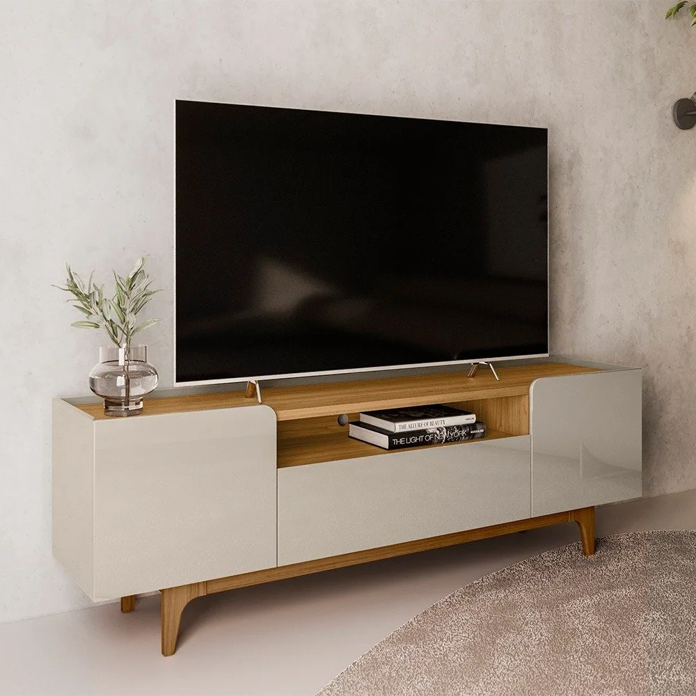 Rack até 75″ Orlando Tauari/Off White Brilho – LINEA BRASIL