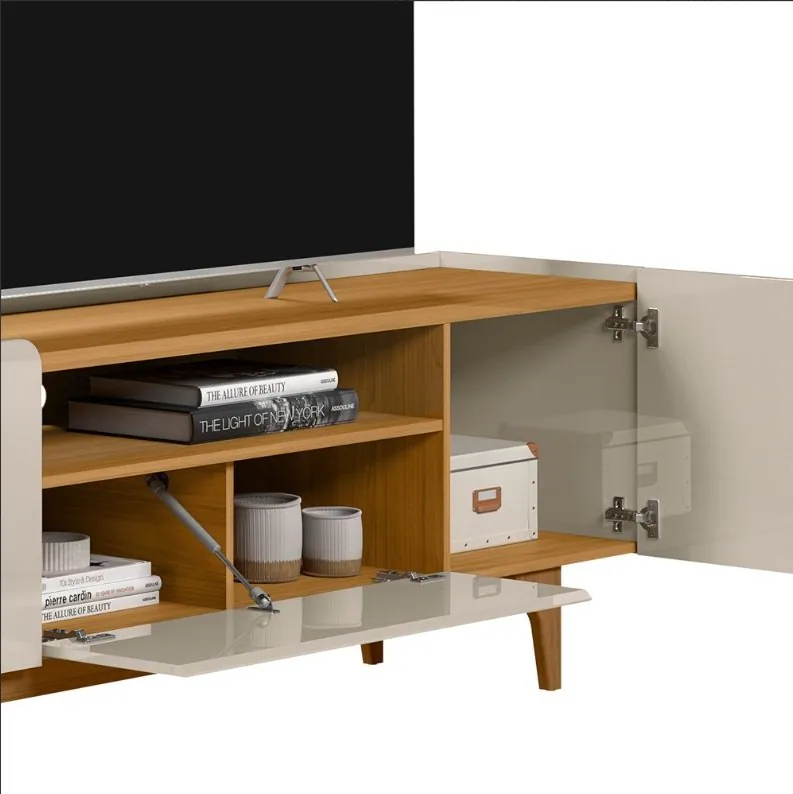 Rack até 75″ Orlando Tauari/Off White Brilho – LINEA BRASIL