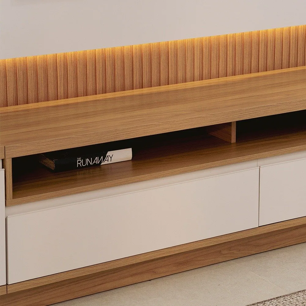 Painel até 70″ + Rack São Paulo Tauari/Off White Fosco – LINEA BRASIL
