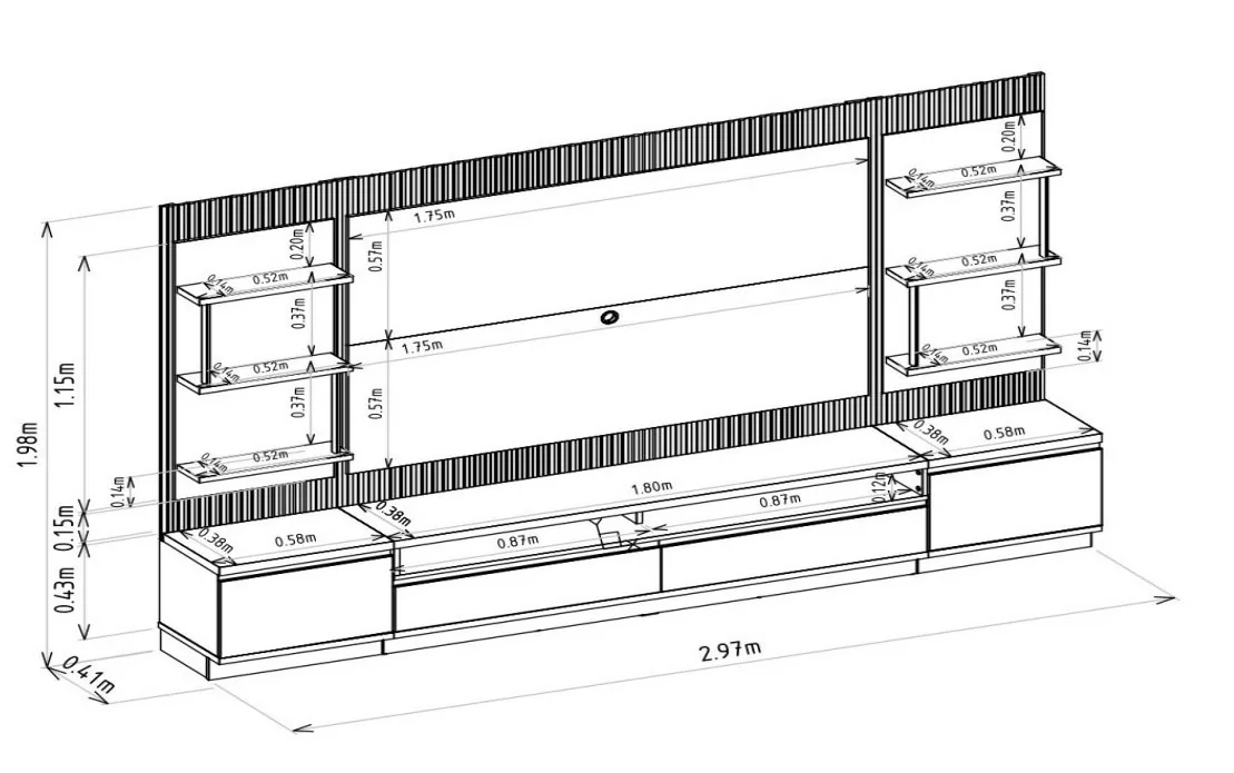 Painel até 70″ + Rack + Dois Módulos Laterais São Paulo Tauari/Off White Fosco – LINEA BRASIL