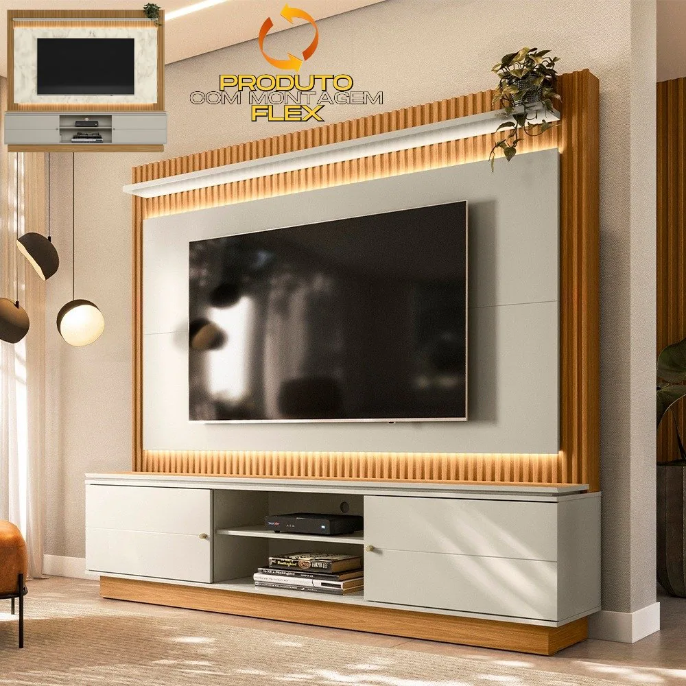 Home até 75″ Guararapes Nature/Off White – LINEA BRASIL