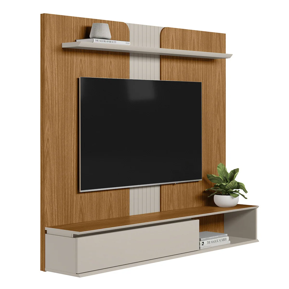 Painel Home até 65″ Friburgo Nature/Off White – LINEA BRASIL