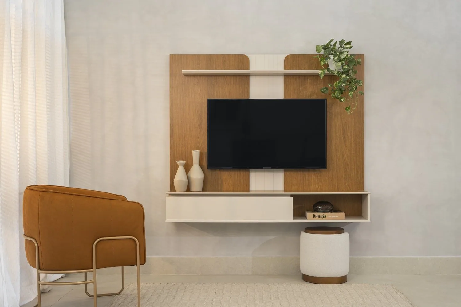 Painel Home até 65″ Friburgo Nature/Off White – LINEA BRASIL