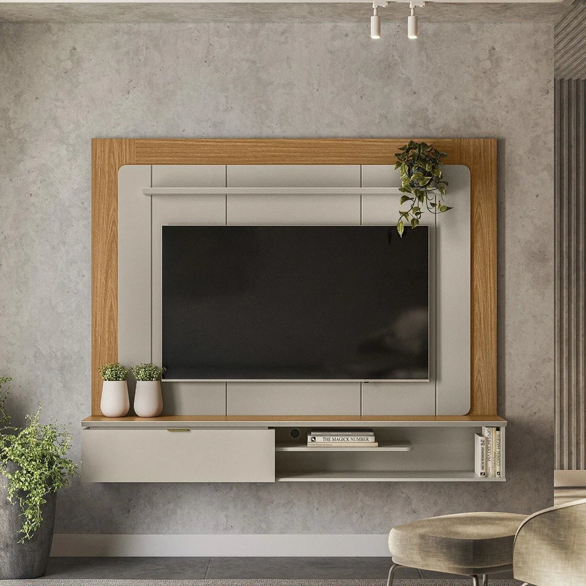 Painel Home até 65″ Lugano Nature/Off White – LINEA BRASIL