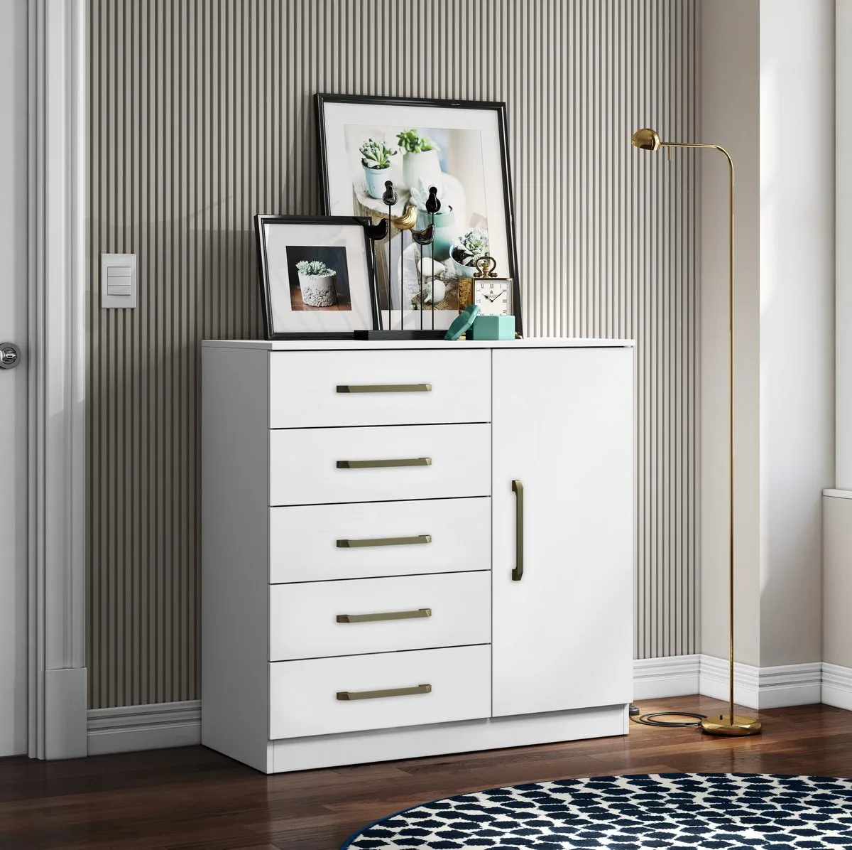 Cômoda 5 Gavetas com Sapateira Milão Branco – ARAMÓVEIS
