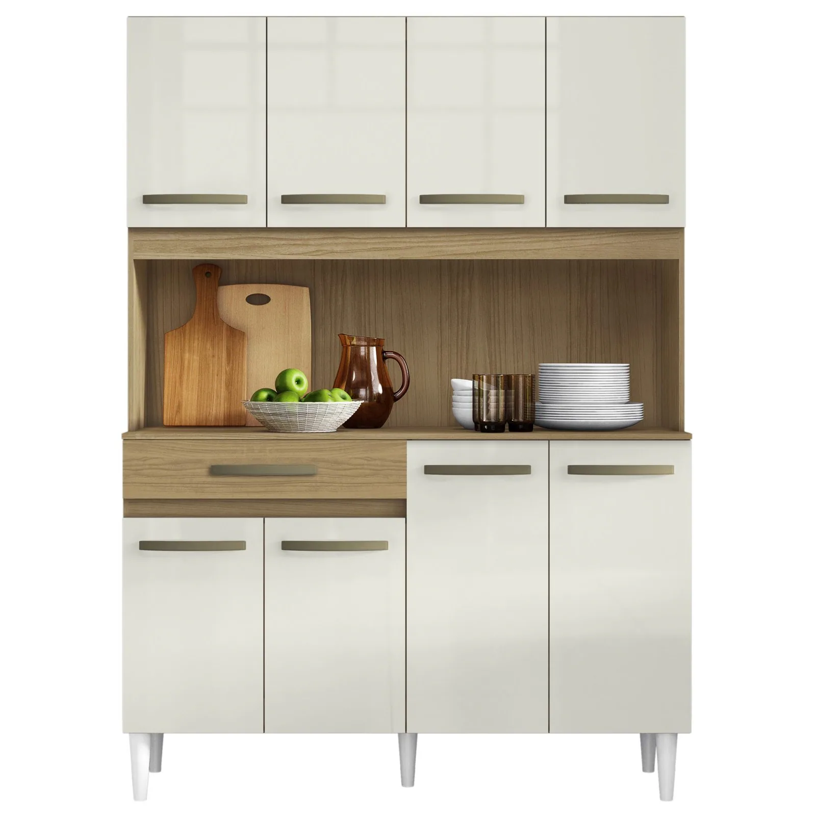 Kit Cozinha 8 Portas Cleo 1,21 M Atacama/Off White – ARAMÓVEIS