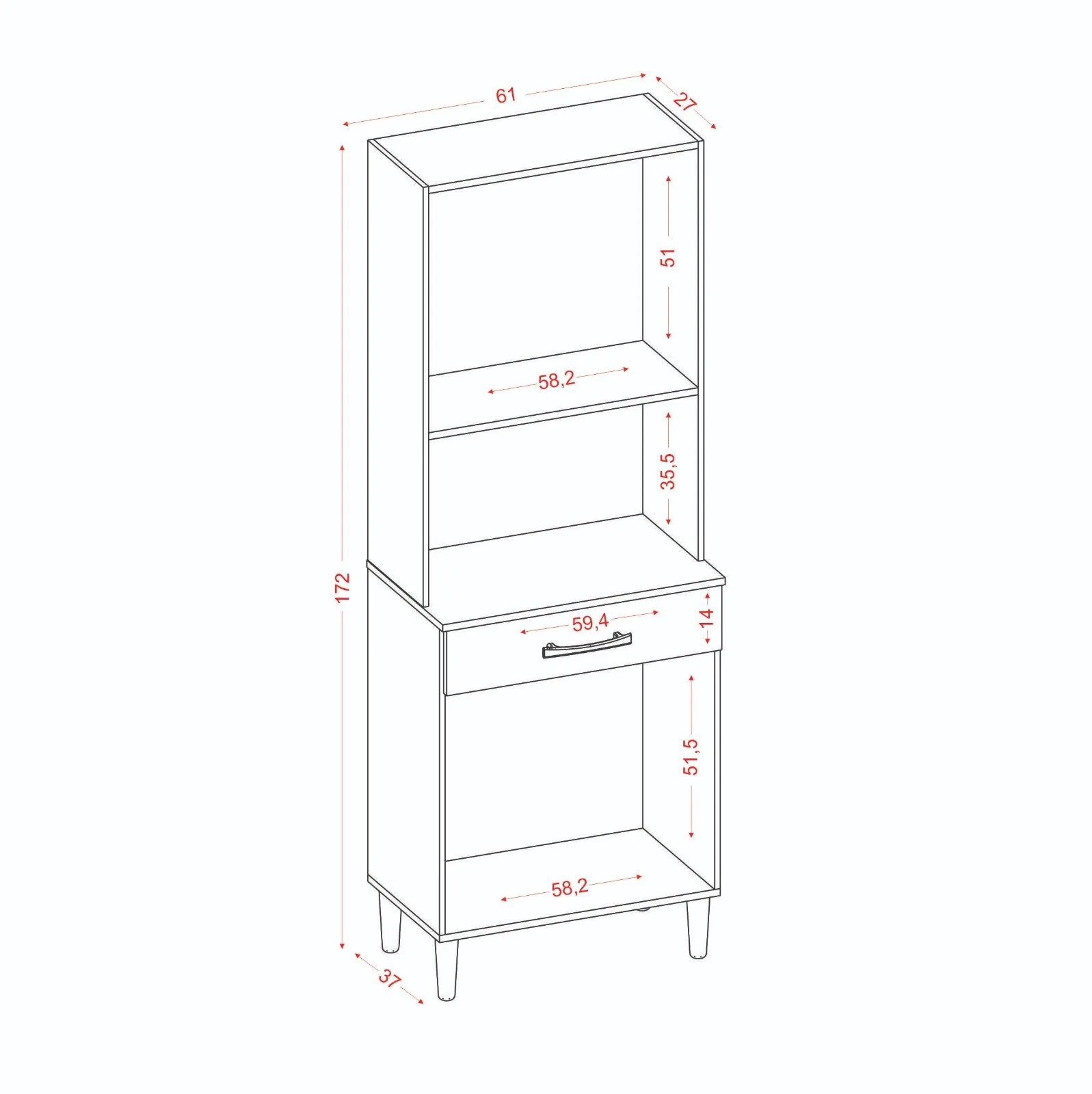 Paneleiro/Kit Cozinha 4P1G Balli Branco – ARAMÓVEIS
