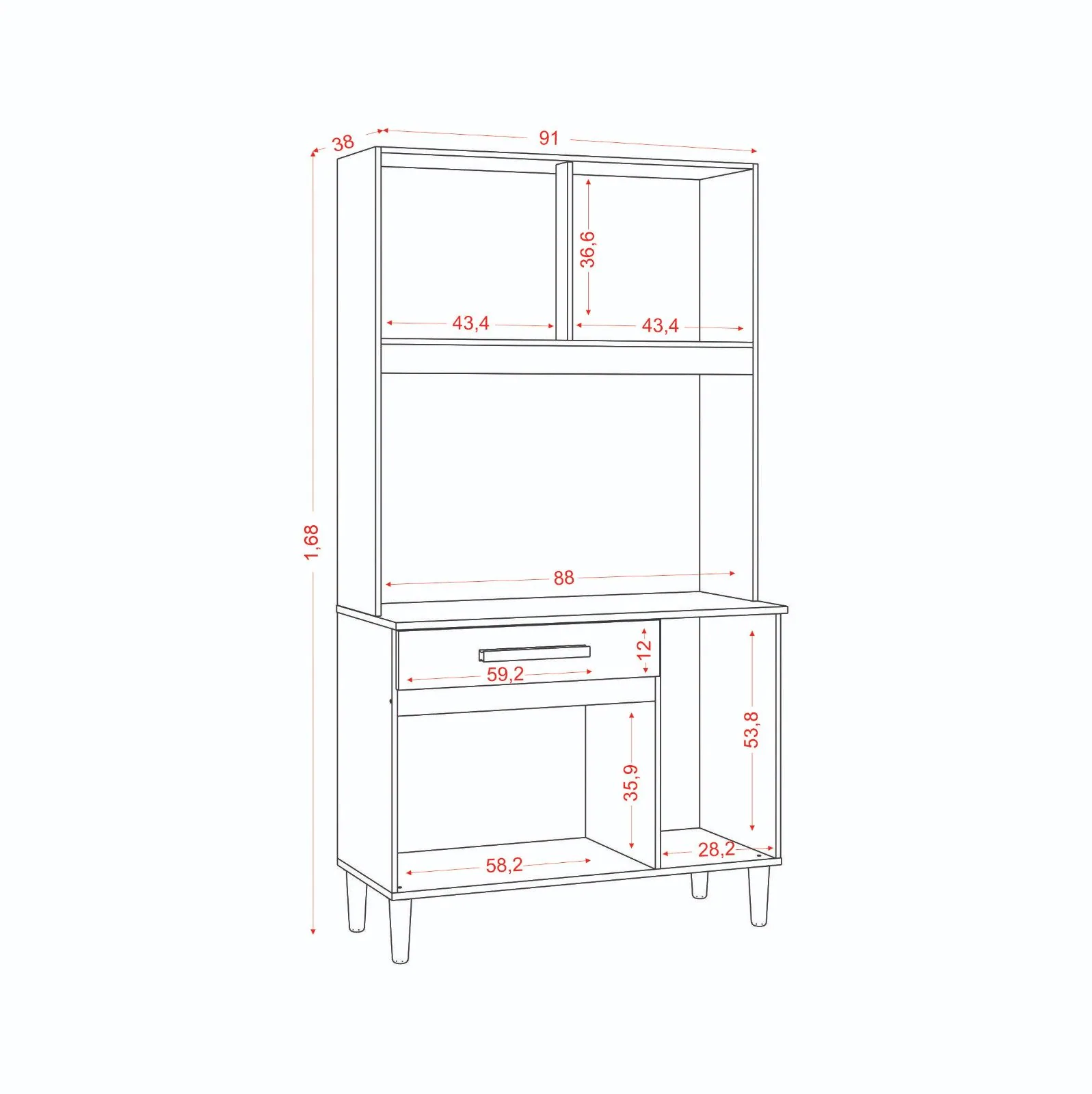 Kit Cozinha 4P1G 0,91 m Atacama/Off White – ARAMÓVEIS
