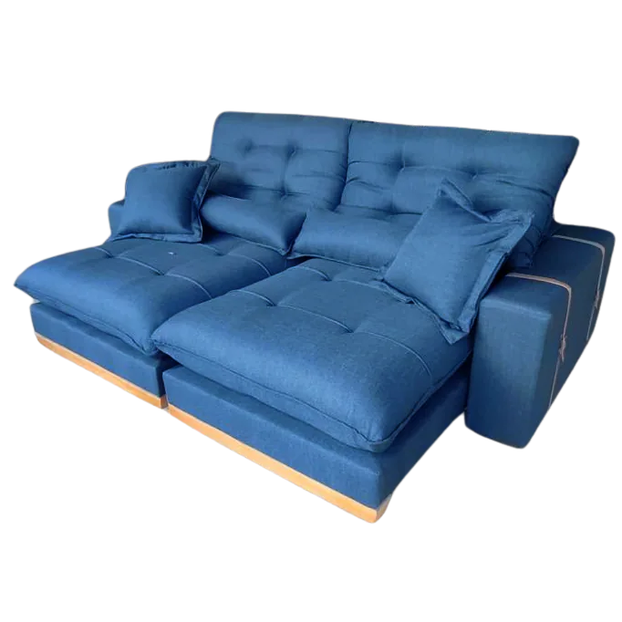 Sofá Retrátil e Reclinável Arthur/Toronto 2,50 m Linho Azul 7003 – D’VITRINE ESTOFADOS