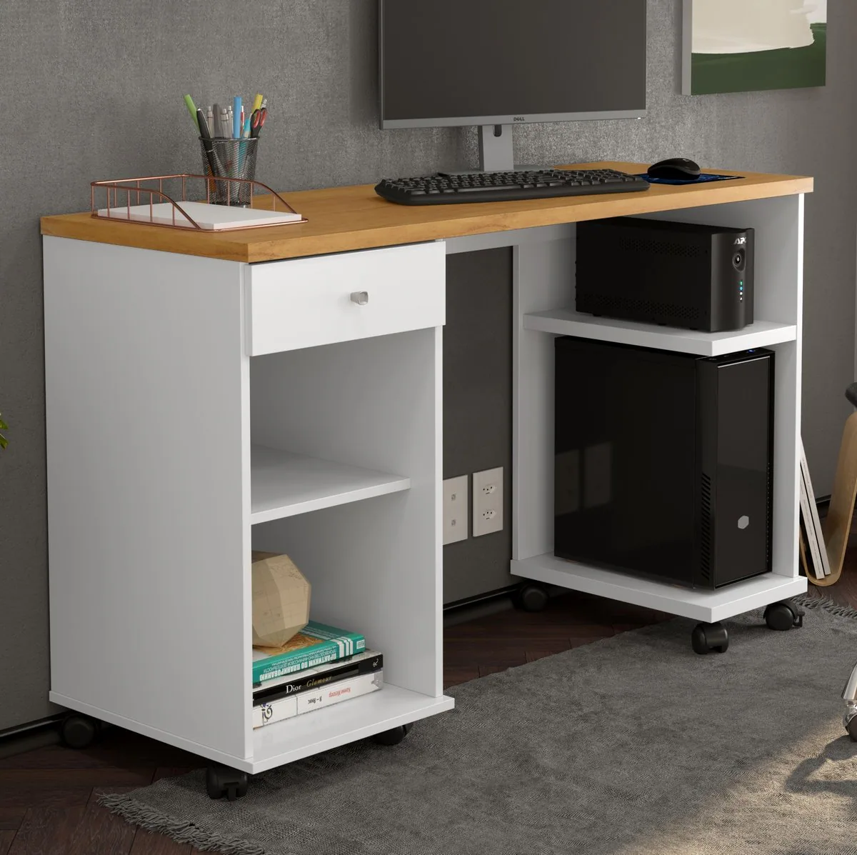 Mesa para Computador Million Branco/Cinamomo – PATRIMAR
