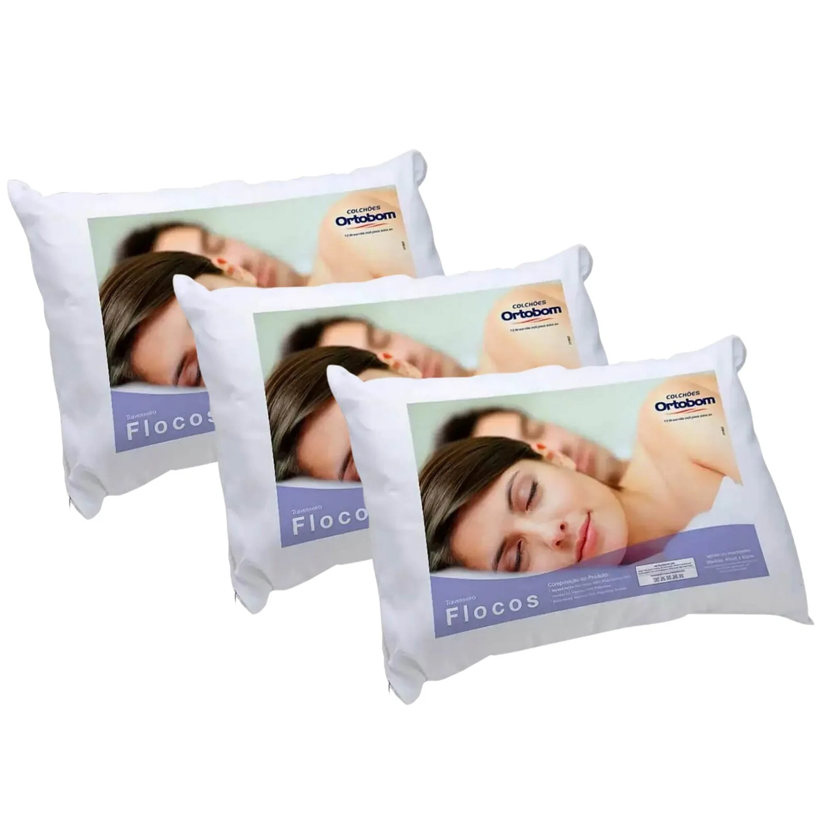 Kit 3 Travesseiros Flocos Conforto C15 – ORTOBOM