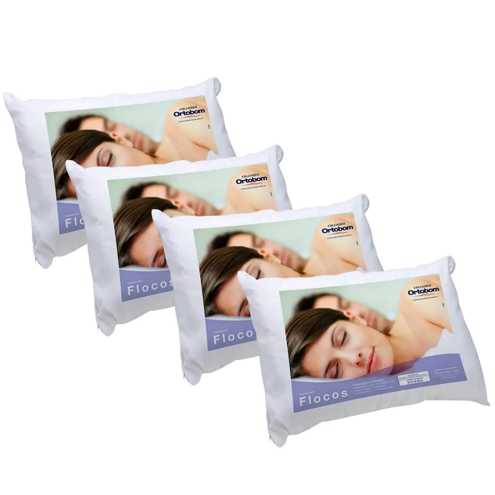 Kit 4 Travesseiros Flocos Conforto C15 – ORTOBOM