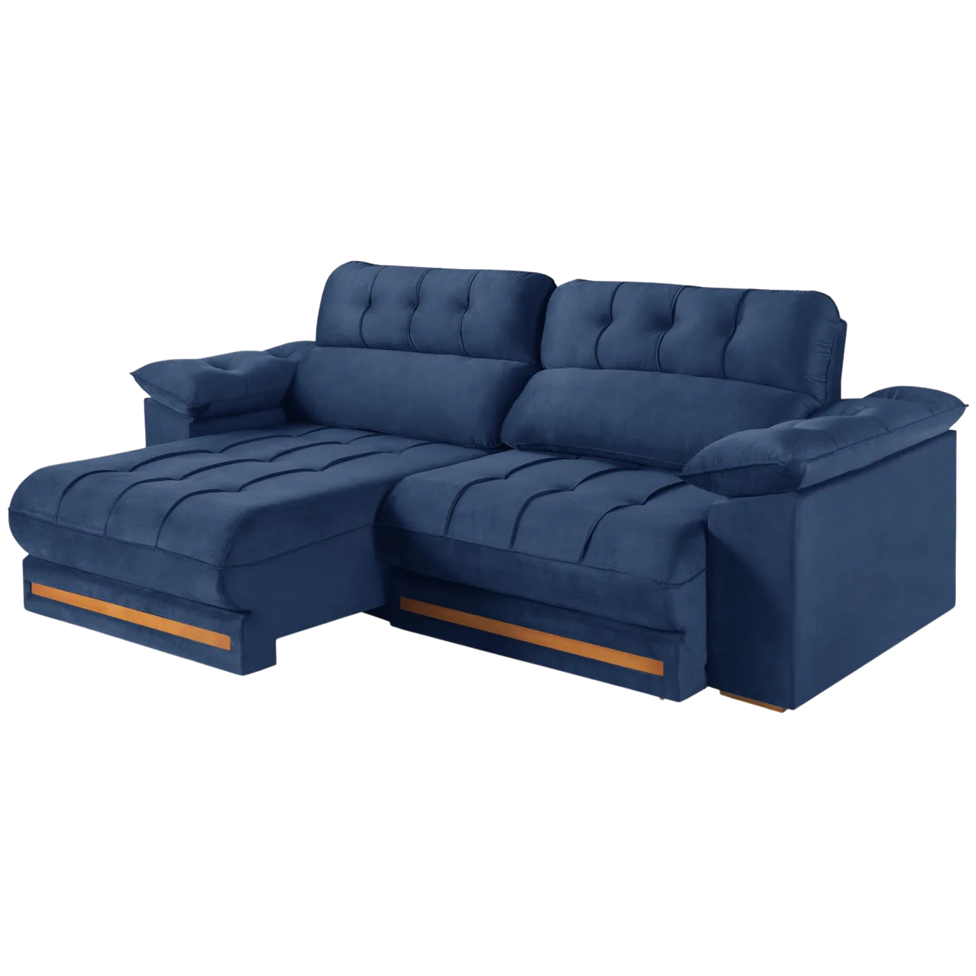 Sofá Retrátil e Reclinável Arezzo Comfort 2,50 m Veludo Azul – SINGULAR ESTOFADOS