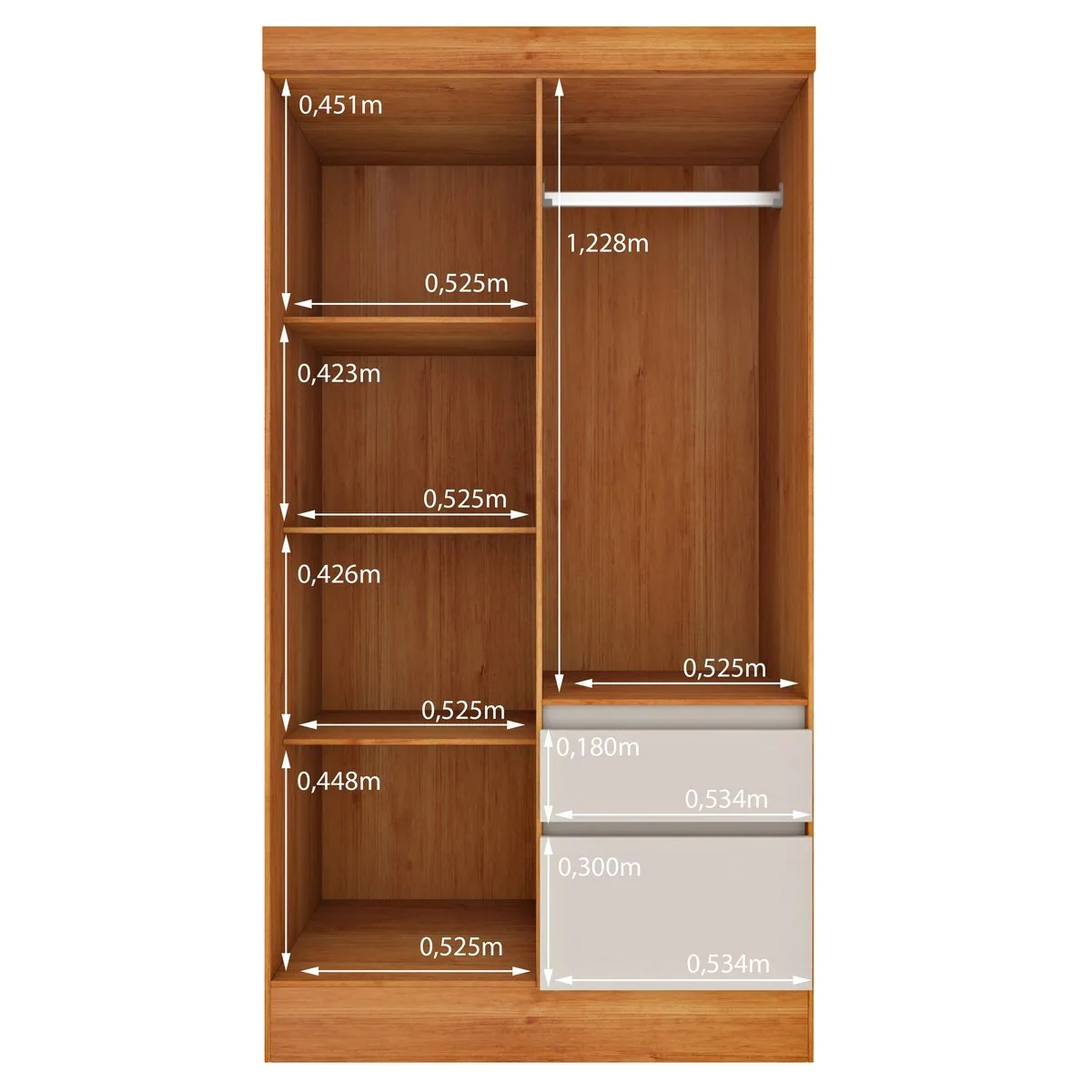 Guarda-Roupa 4 Portas Oregon/Belize 1,08 m Cinamomo/Off White – TCIL