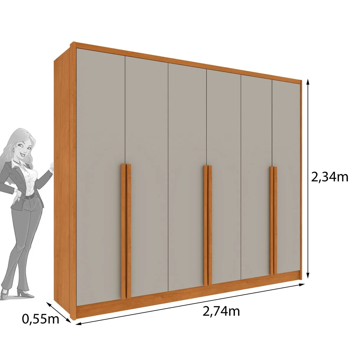 Guarda-Roupa 6 Portas Realeza/Esplendor 2,74 m Cinamomo/Off White – TCIL