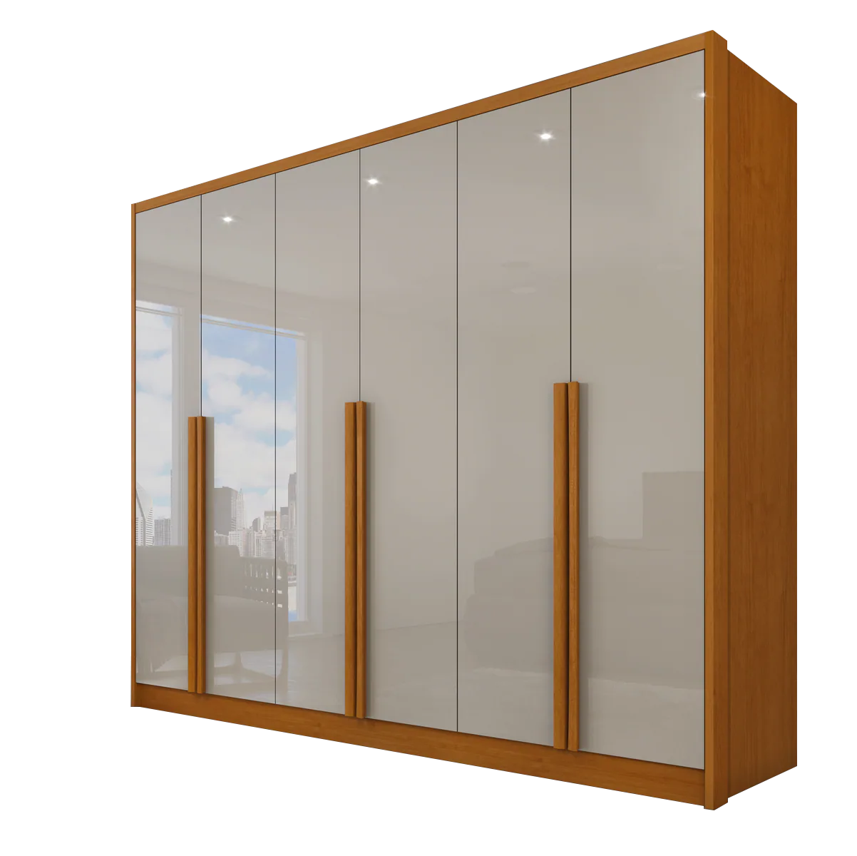 Guarda-Roupa 6 Portas Realeza/Esplendor 2,74 m Cinamomo/Off White – TCIL