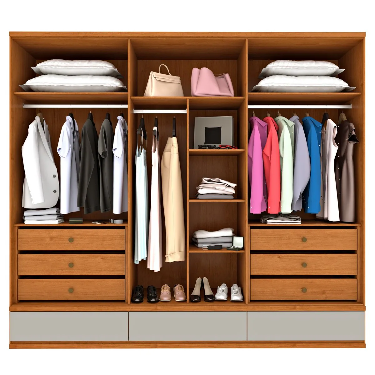 Guarda-Roupa 6 Portas Esparta/Lacônia 2,70 m Cinamomo/Off White – TCIL