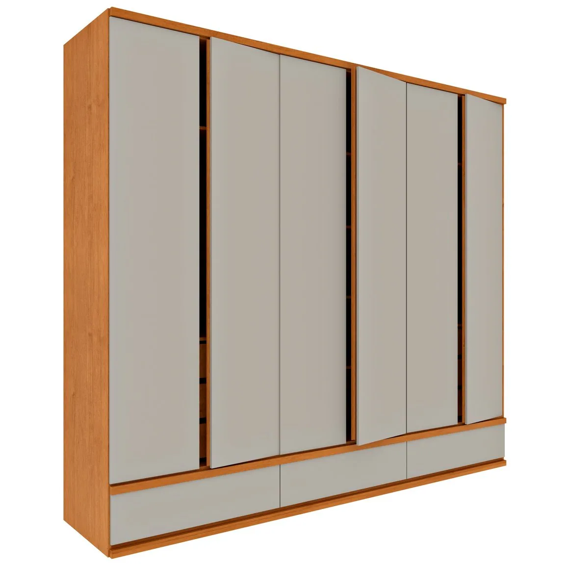 Guarda-Roupa 6 Portas Esparta/Lacônia 2,70 m Cinamomo/Off White – TCIL