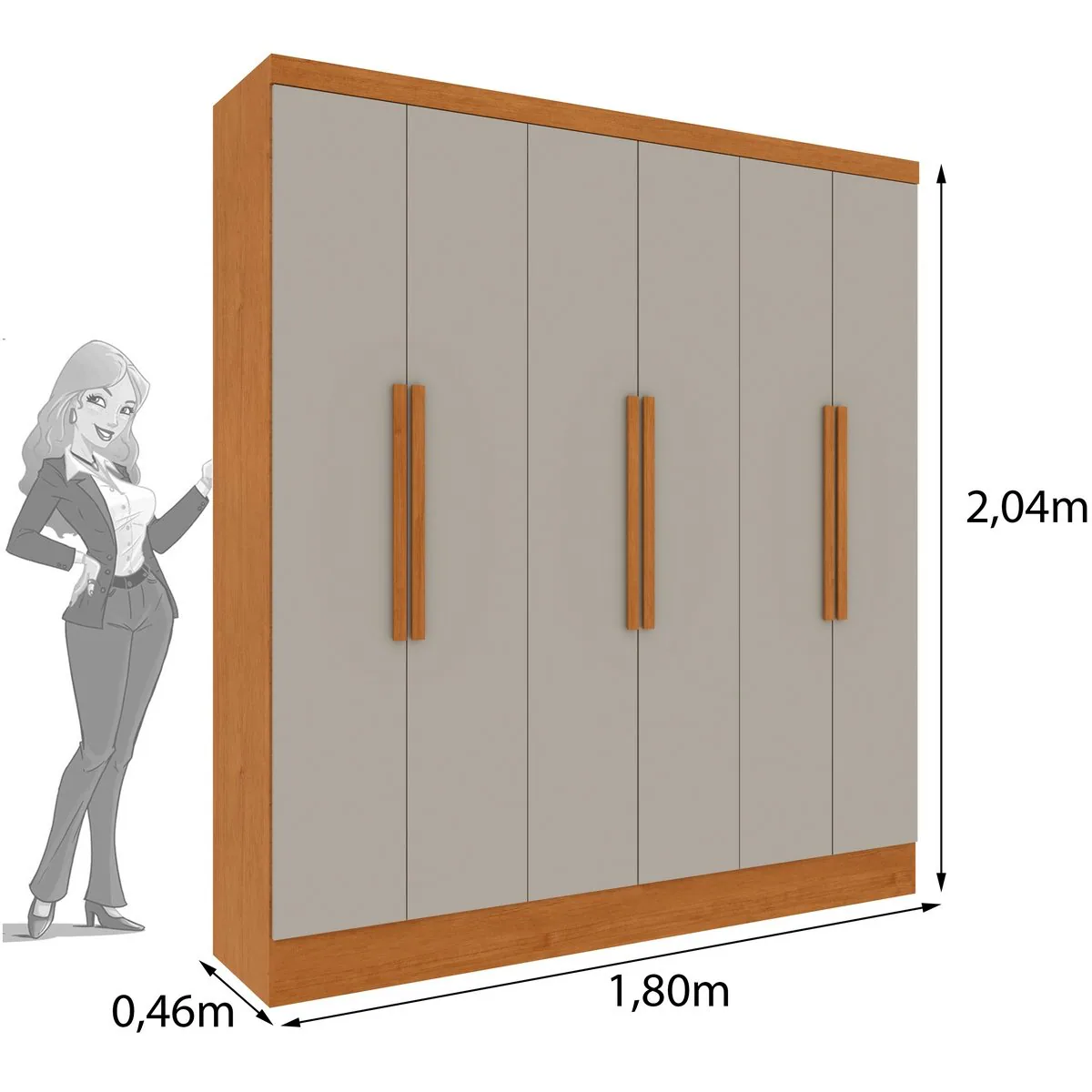 Guarda-Roupa 6 Portas Bariloche/Equador 1,80 m Cinamomo/Off White – TCIL