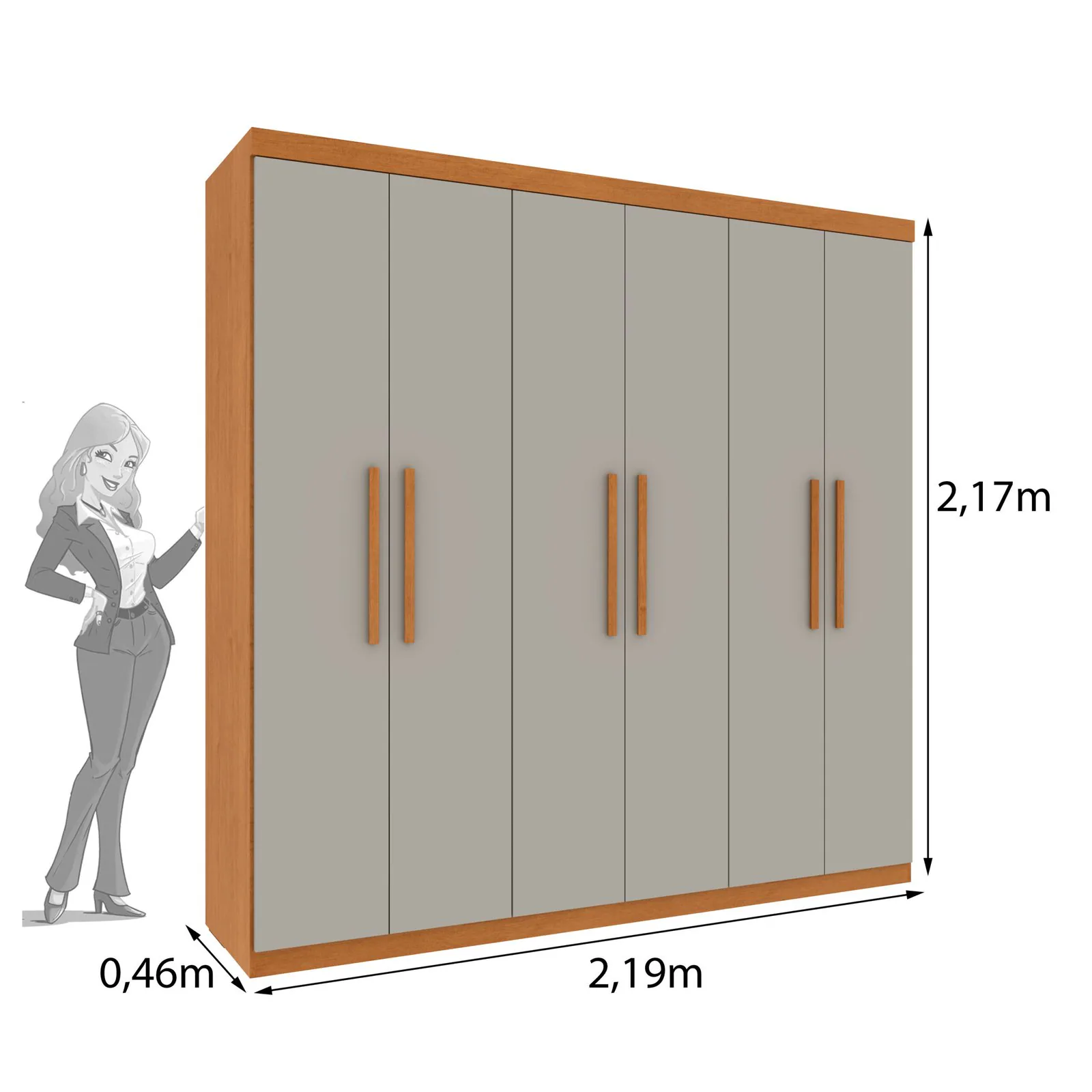 Guarda-Roupa 6 Portas Lagos/Cabo Verde 2,19 m Cinamomo/Off White – TCIL