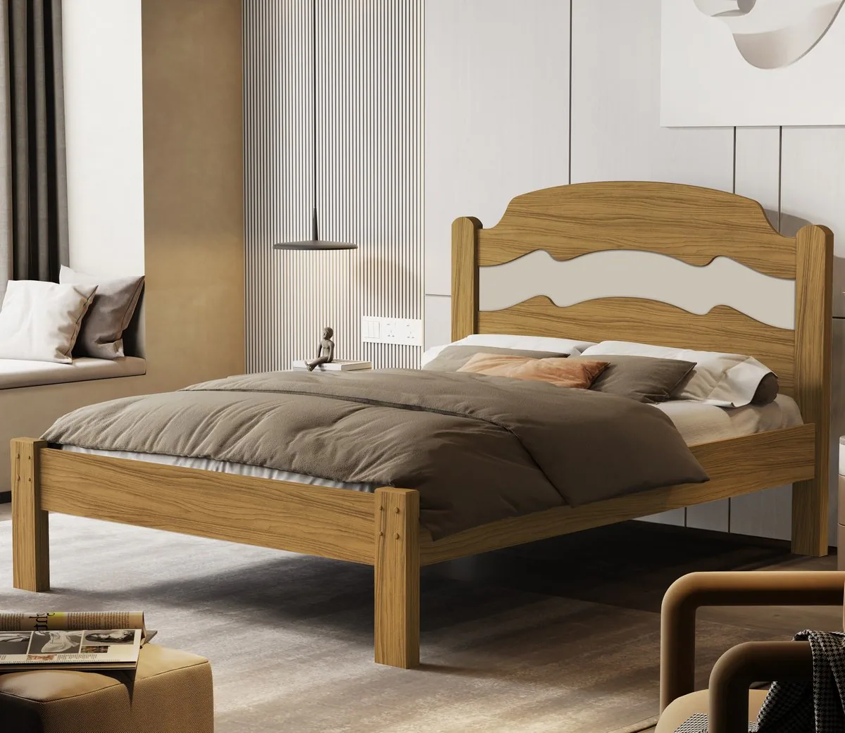 Cama Casal/Viúva Íris Nature/Off White/Nature – MADEC/VJ MÓVEIS