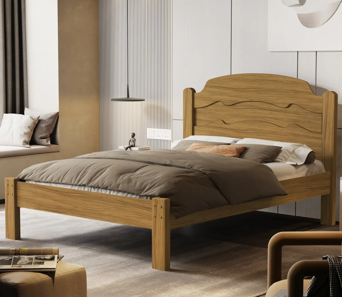 Cama Casal/Viúva Íris Nature/Off White/Nature – MADEC/VJ MÓVEIS