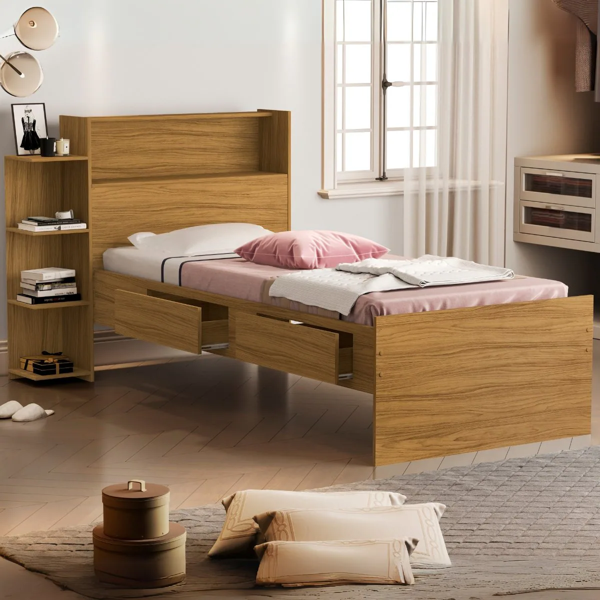 Cama Solteiro Baú Isa Nature – MADEC/VJ MÓVEIS