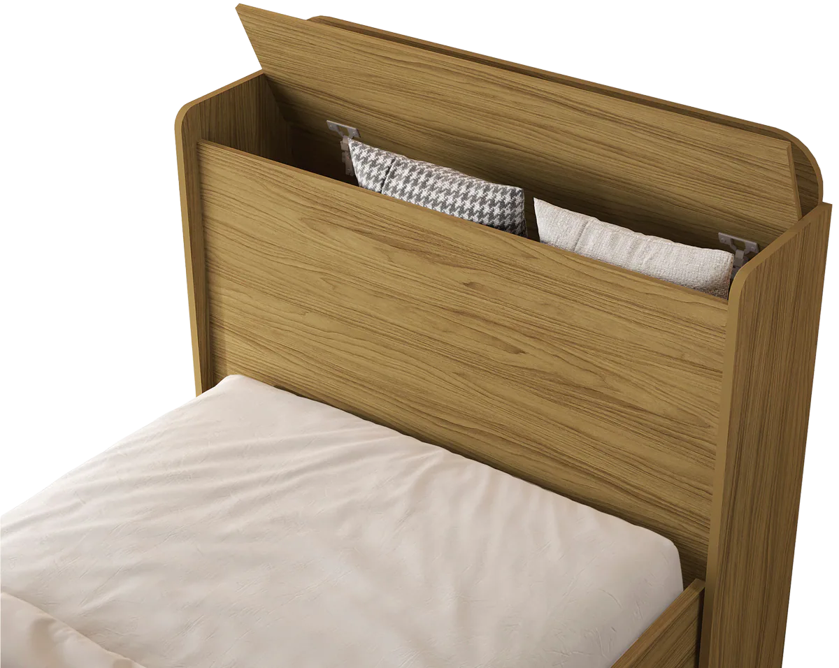 Cama Solteiro Baú Tamires + Auxiliar Mili Nature – MADEC/VJ MÓVEIS