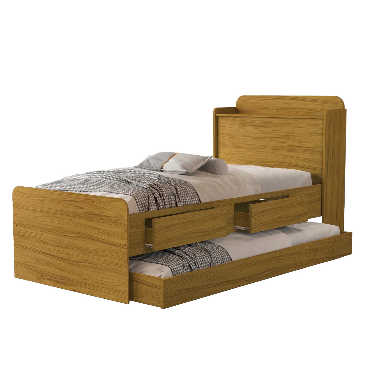 Cama Solteiro Baú Tamires + Auxiliar Mili Nature – MADEC/VJ MÓVEIS