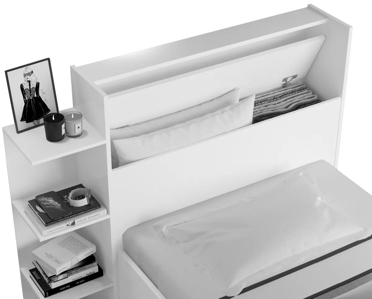 Cama Solteiro Baú Isa + Auxiliar Mili Nature – MADEC/VJ MÓVEIS