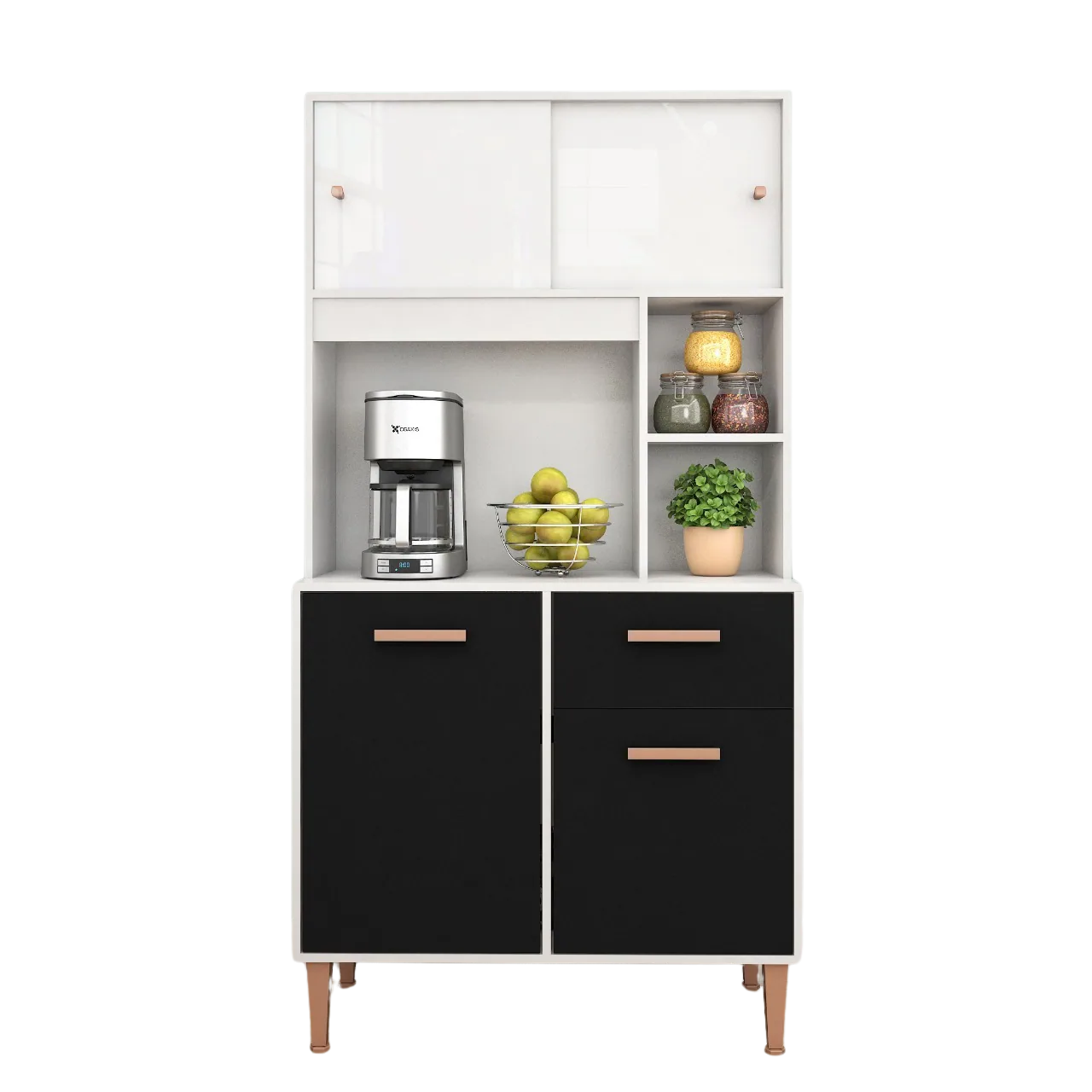 Kit Cozinha Dália C211 0,90 m Branco/Preto – FELLICCI