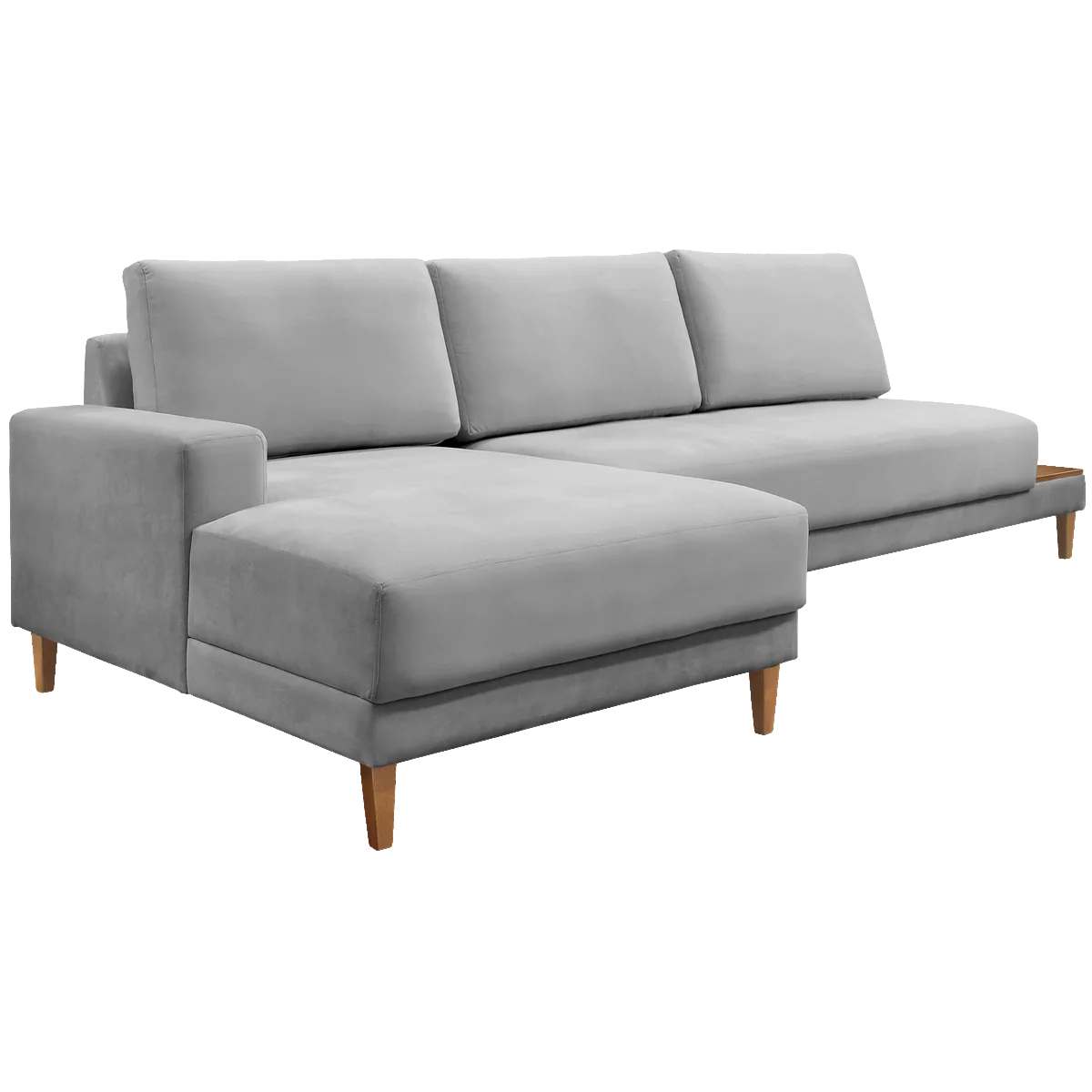 Sofá com Chaise Ref.825 2,90 m Chenile Linho Cinza Firenze – RONDOMÓVEIS