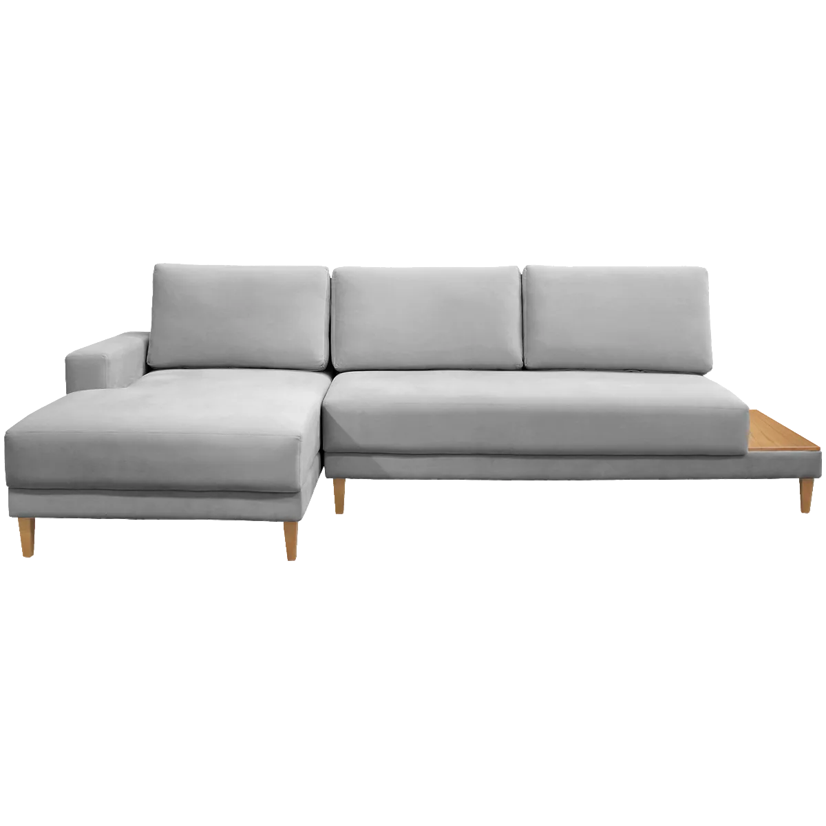 Sofá com Chaise Ref.825 2,90 m Chenile Linho Cinza Firenze – RONDOMÓVEIS
