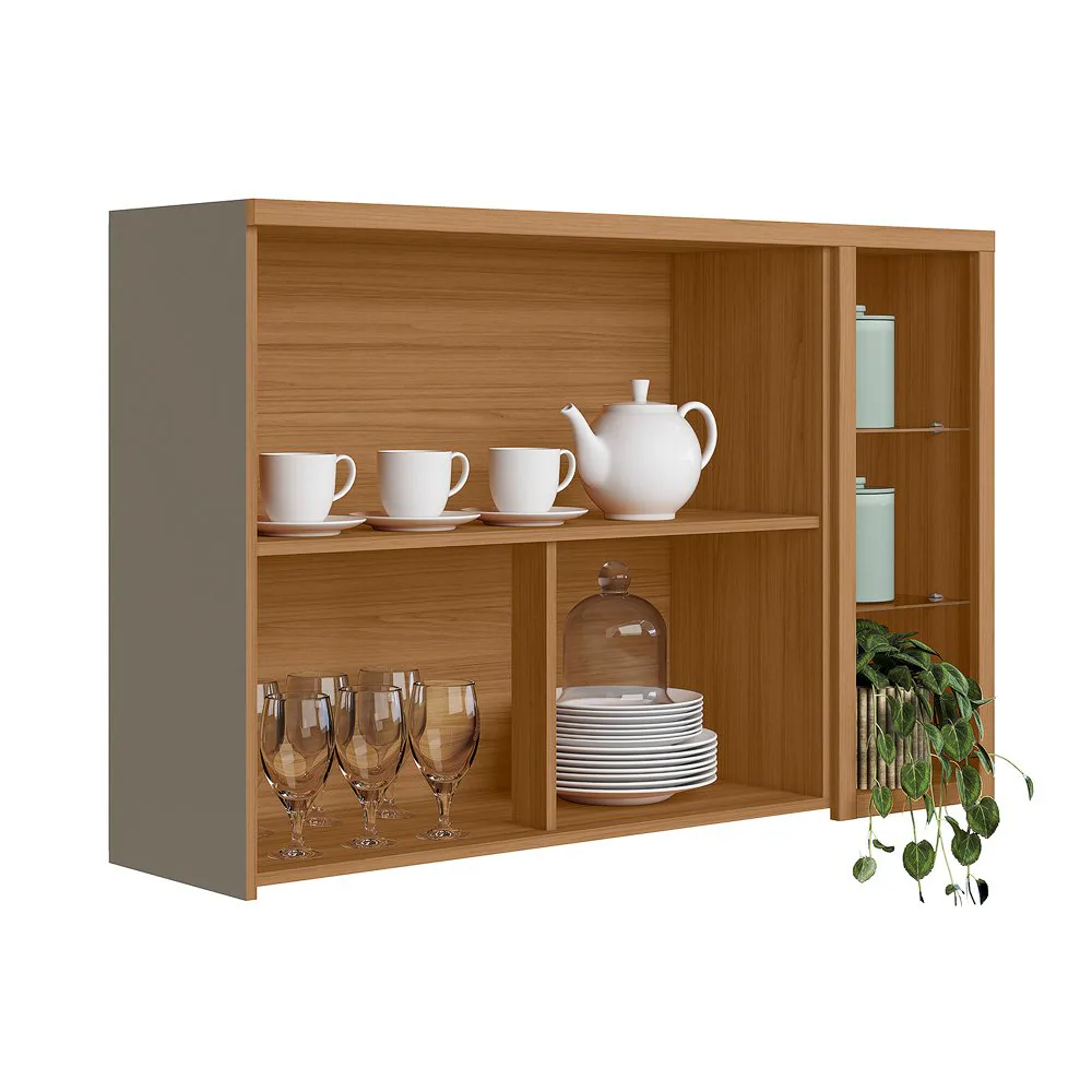 Armário Aéreo Duplo Allure 1.2 Jequitibá/Gris Fosco – LINEA BRASIL