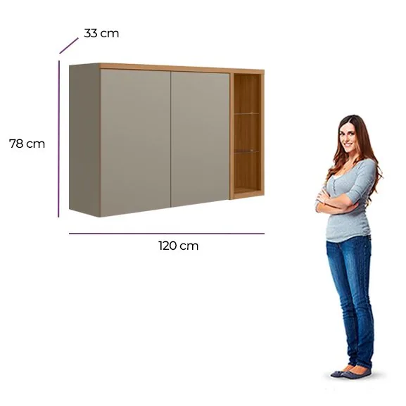 Armário Aéreo Duplo Allure 1.2 Jequitibá/Gris Fosco – LINEA BRASIL
