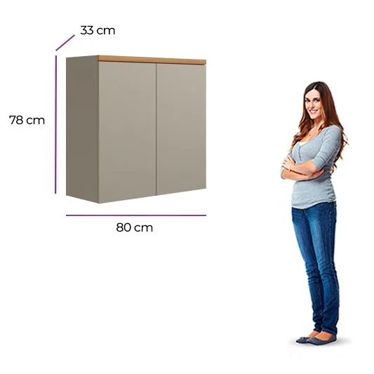 Armário Aéreo Duplo Allure 0.8 Jequitibá/Gris Fosco – LINEA BRASIL
