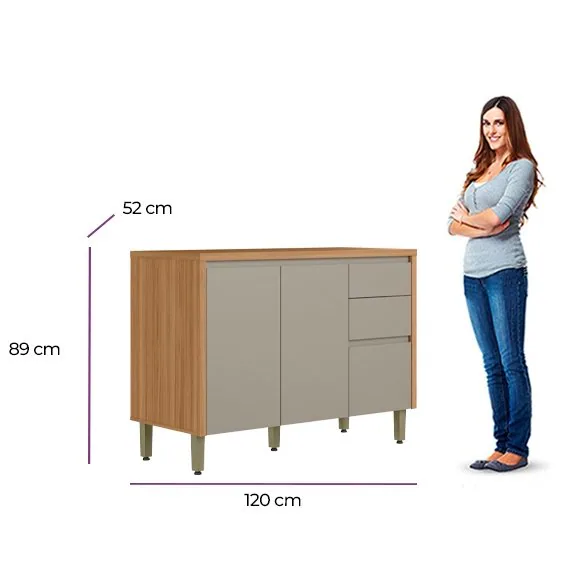 Balcão Allure 1.2 Jequitibá/Gris Fosco – LINEA BRASIL