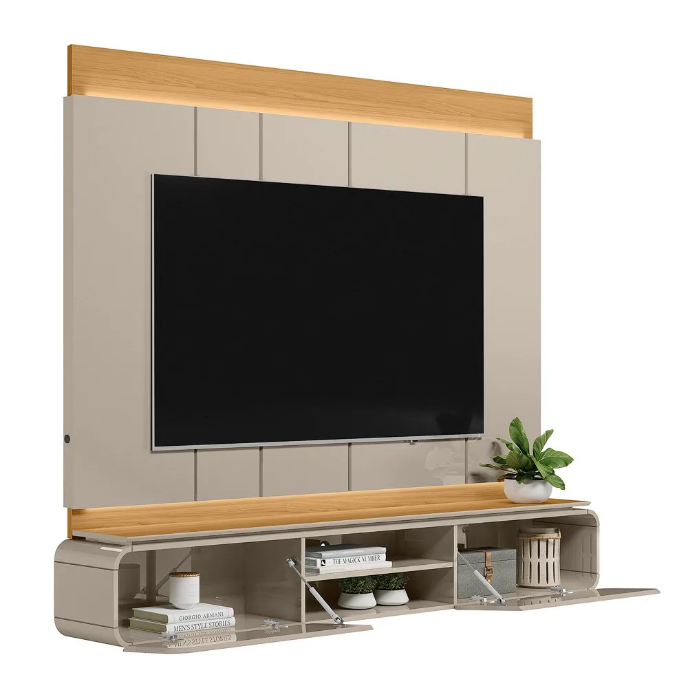 Painel Home até 75″ Zurique Tauari/Off White Brilho – LINEA BRASIL