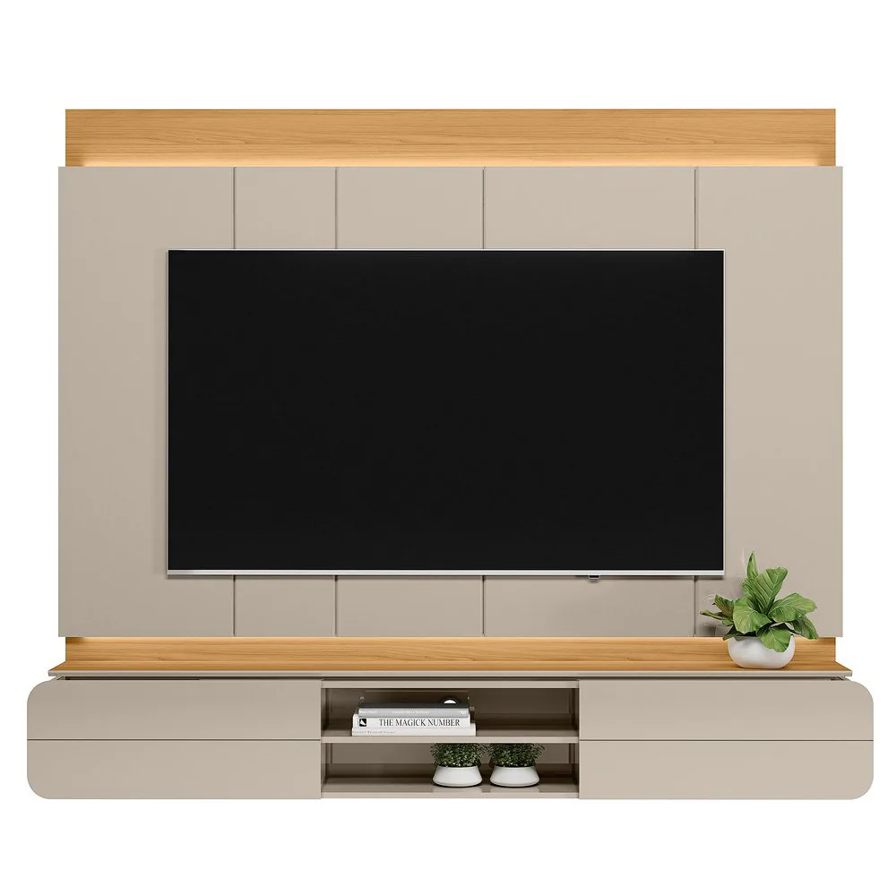 Painel Home até 75″ Zurique Tauari/Off White Brilho – LINEA BRASIL